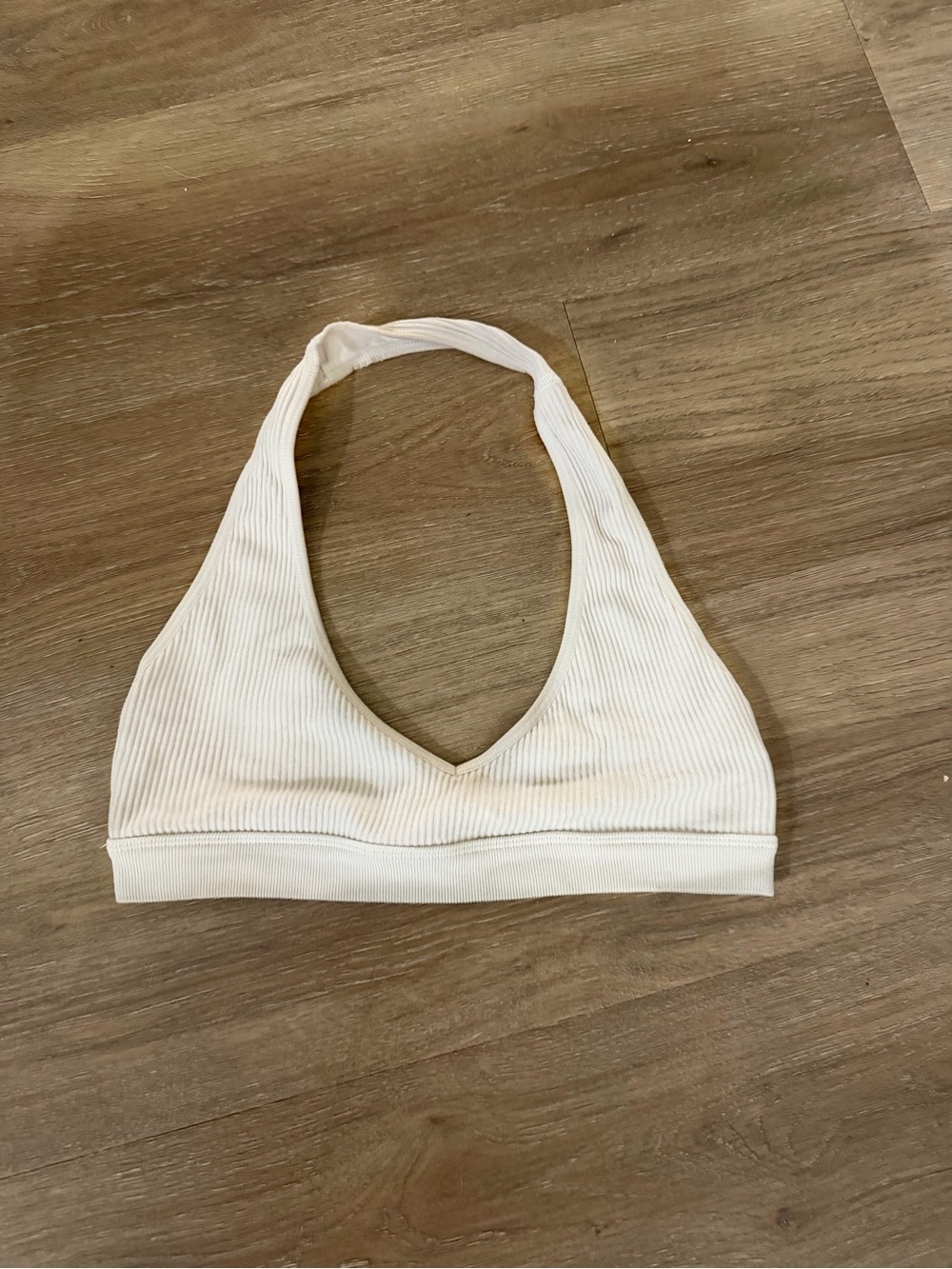 White Ribbed Halter Bralette size small